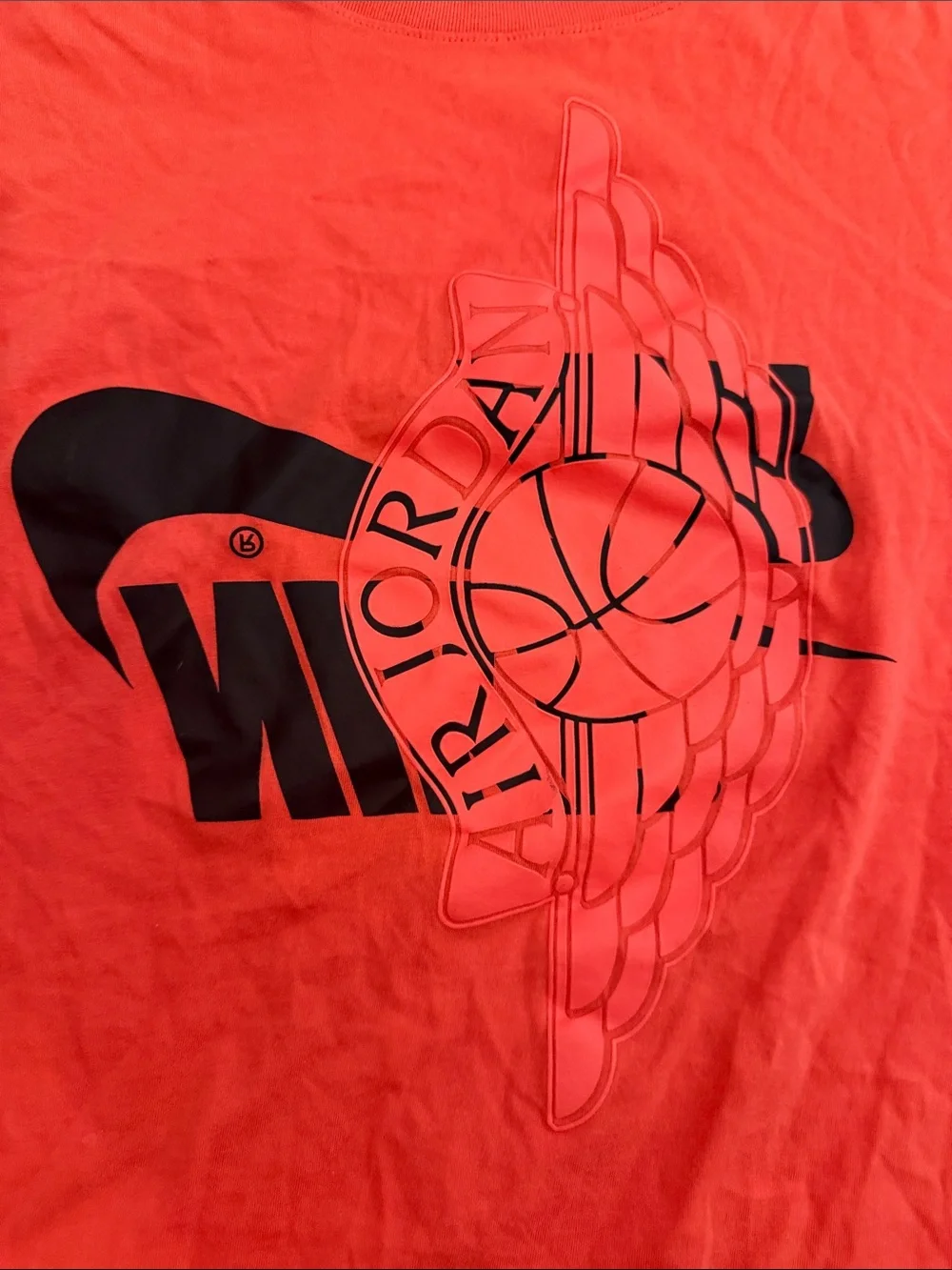 Jordan Coral-Red Short Sleeve Crewneck T-Shirt with Black Logo xxxl